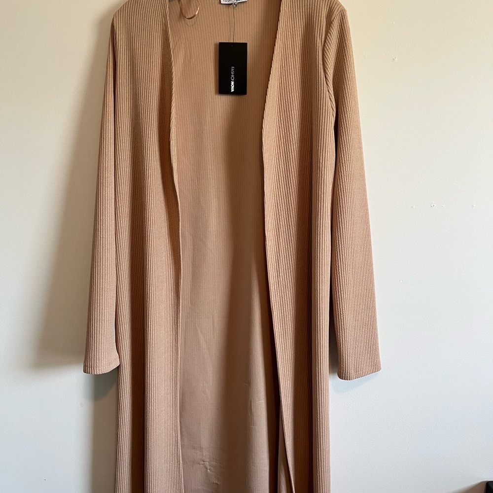 Fashion Nova Beige Ribbed Cardigan